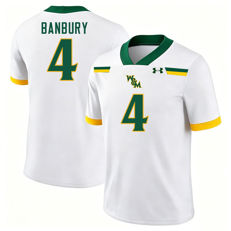 William & Mary Tribe #4 Luke Banbury College Football Jerseys,Uniforms-White